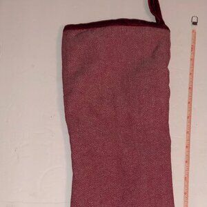 Christmas Stocking Holiday solid Red Denim with velvet 19” Pre-owned